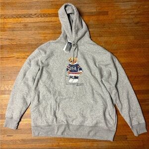 NWT POLO RALPH LAUREN ICONIC BEAR USA HOCKEY HOODIE 4XLT